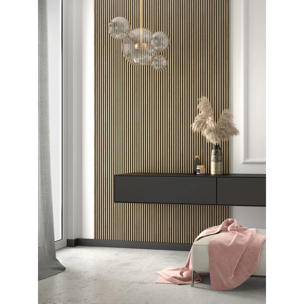 Panou decorativ riflaj polimer dur Lamelli Stretto Natural Oak
