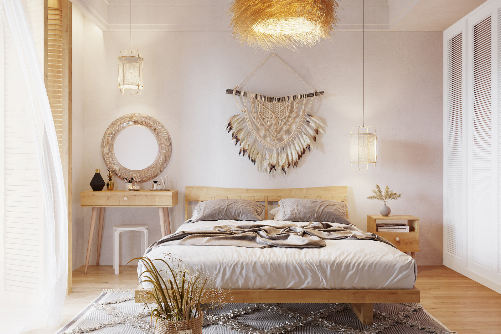 Consola Craft Oak cu sertar in stil boho Meli