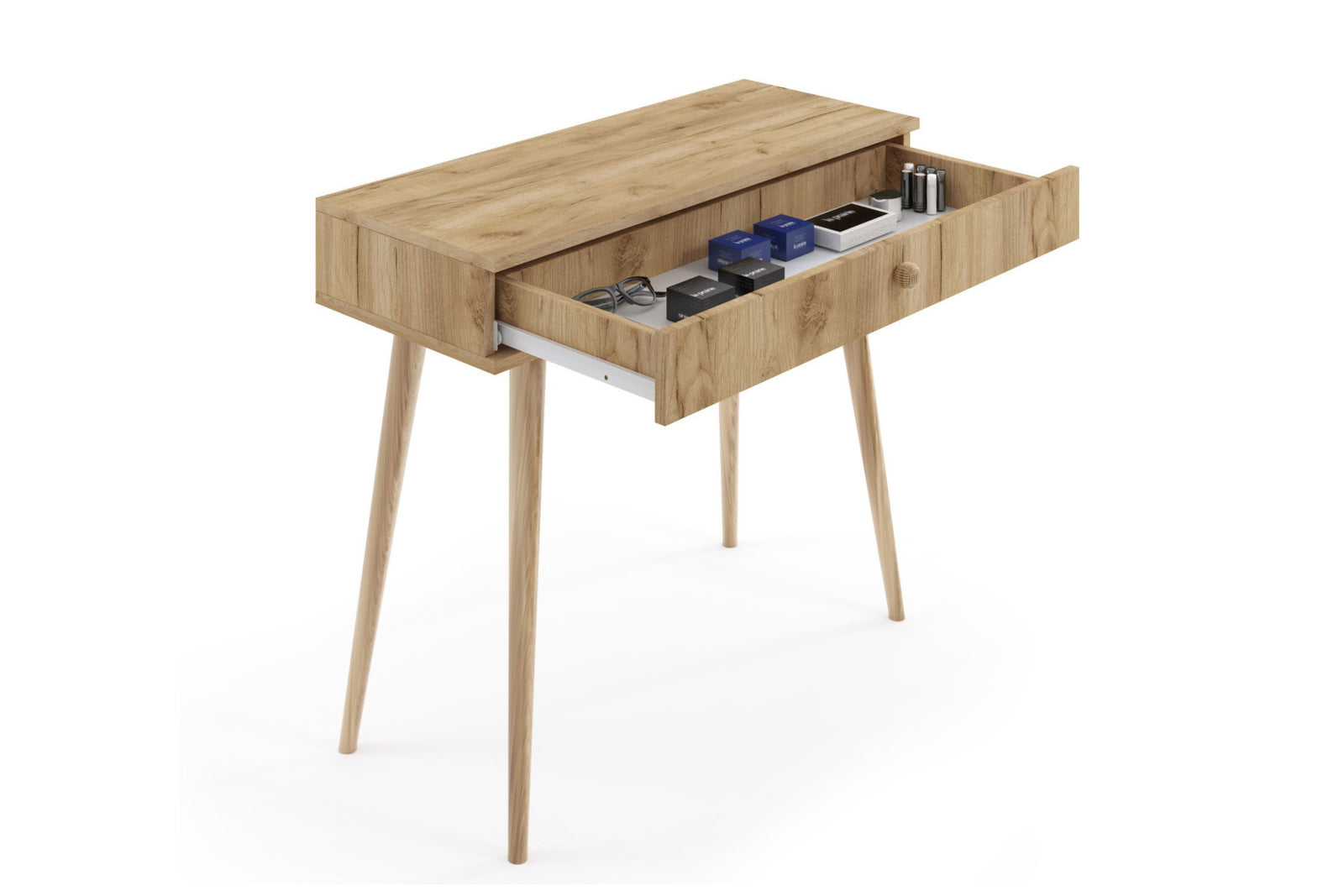 Consola Craft Oak cu sertar in stil boho Meli