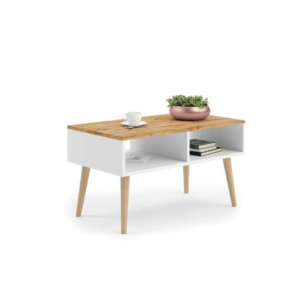 Masuta de cafea alba cu top Craft Oak Sandi