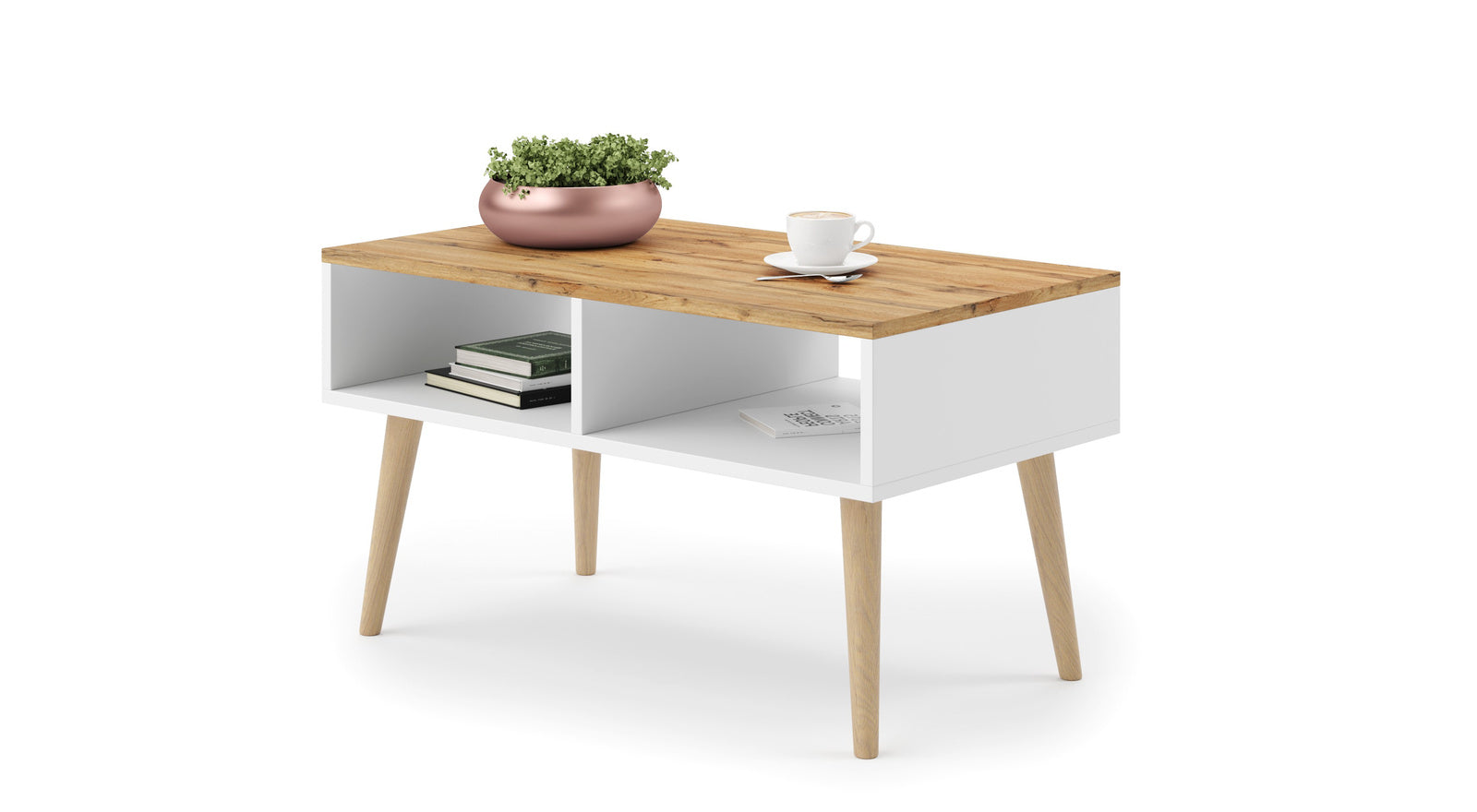 Masuta de cafea alba cu top Craft Oak Sandi
