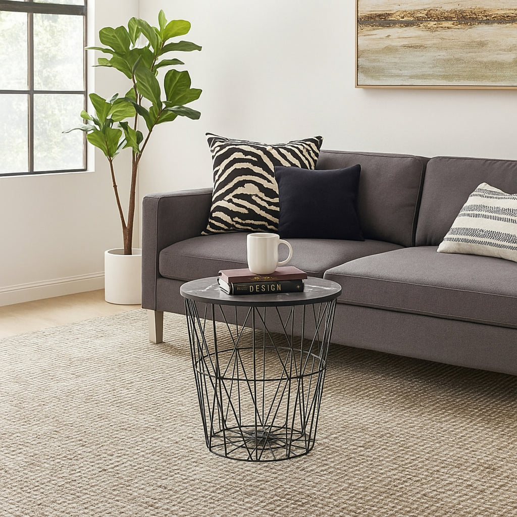 Masuta de cafea neagra Black Marble Ariss