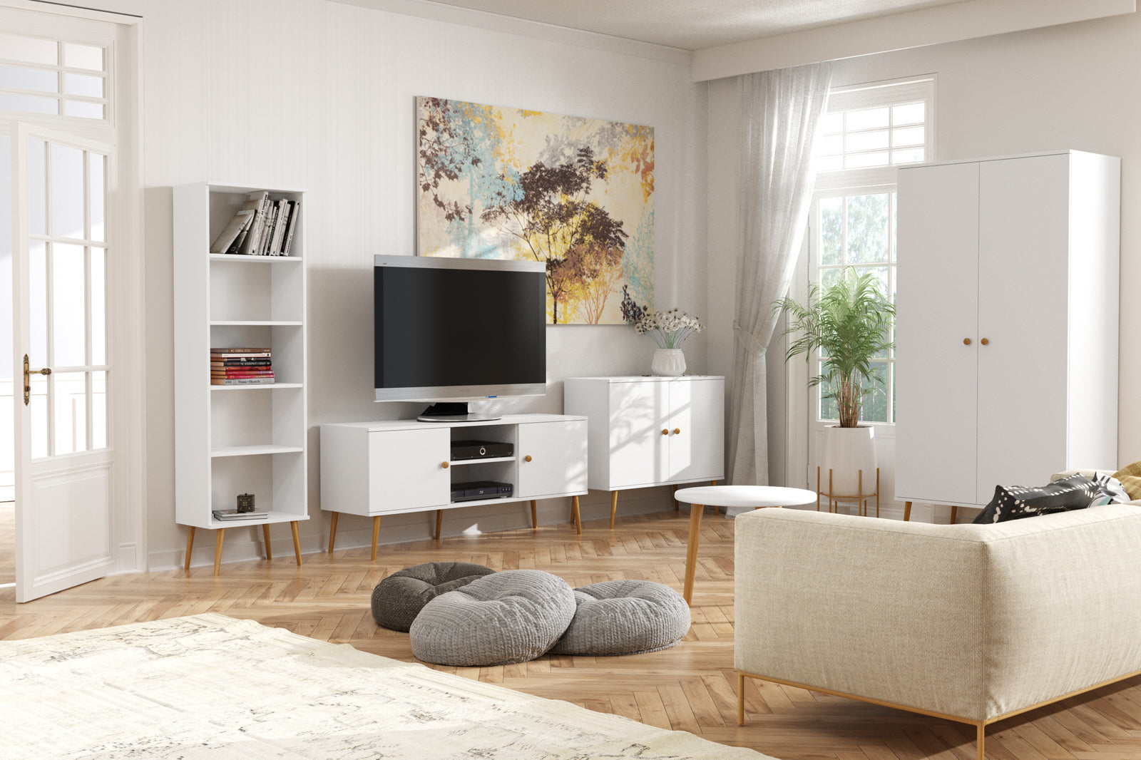 Masuta de cafea alba in stil scandinav Meli