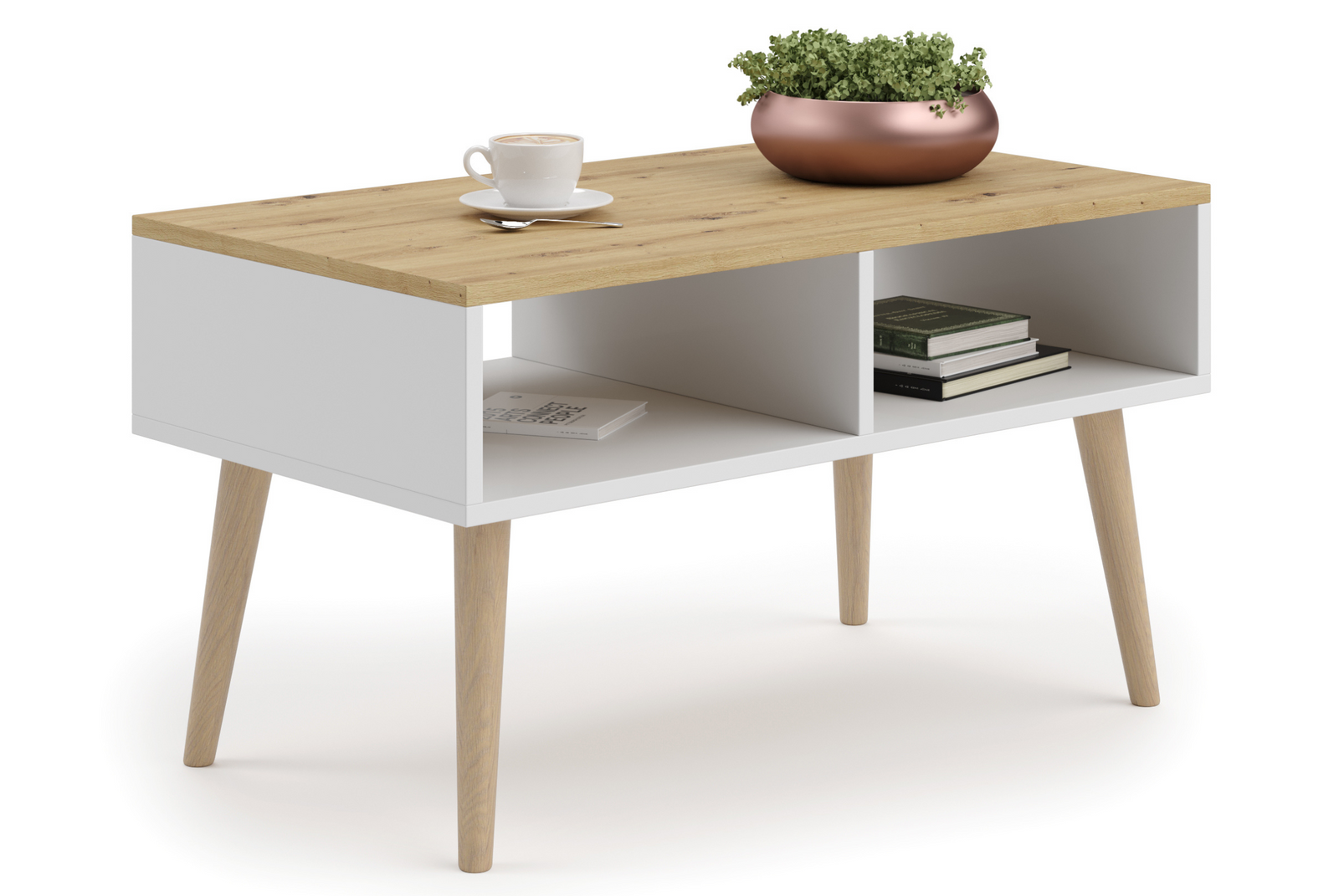 Masuta de cafea alba cu top Artisan Oak Sandi