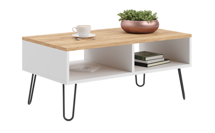 Masuta de cafea alba cu top Craft Oak in stil loft Sandi