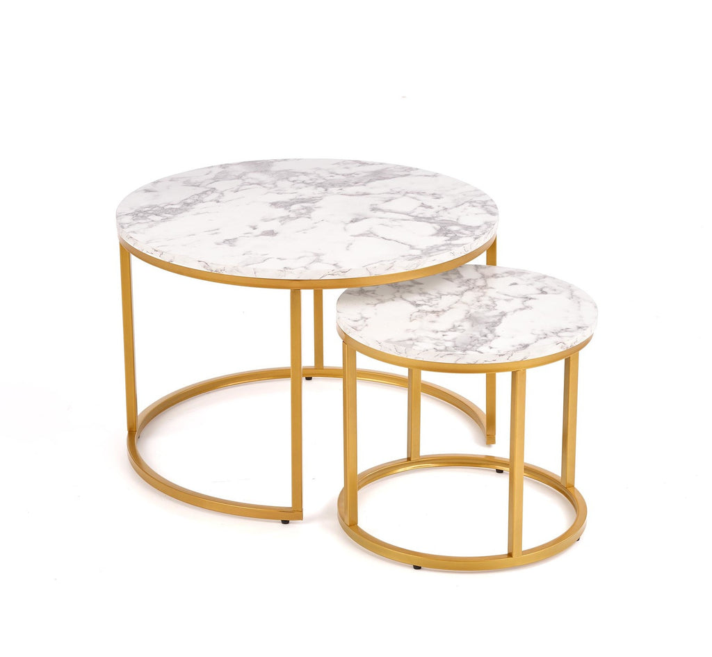 Masuta de cafea 2-in-1 alba Marble Paola