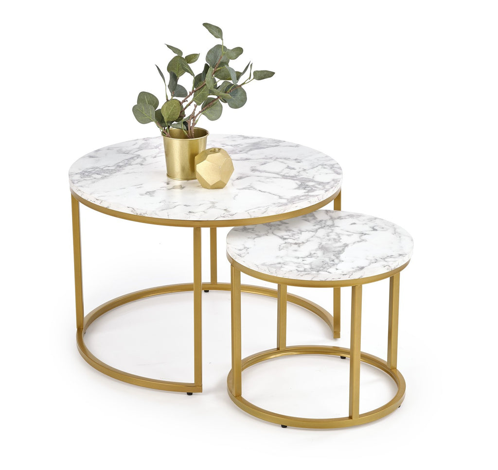 Masuta de cafea 2-in-1 alba Marble Paola