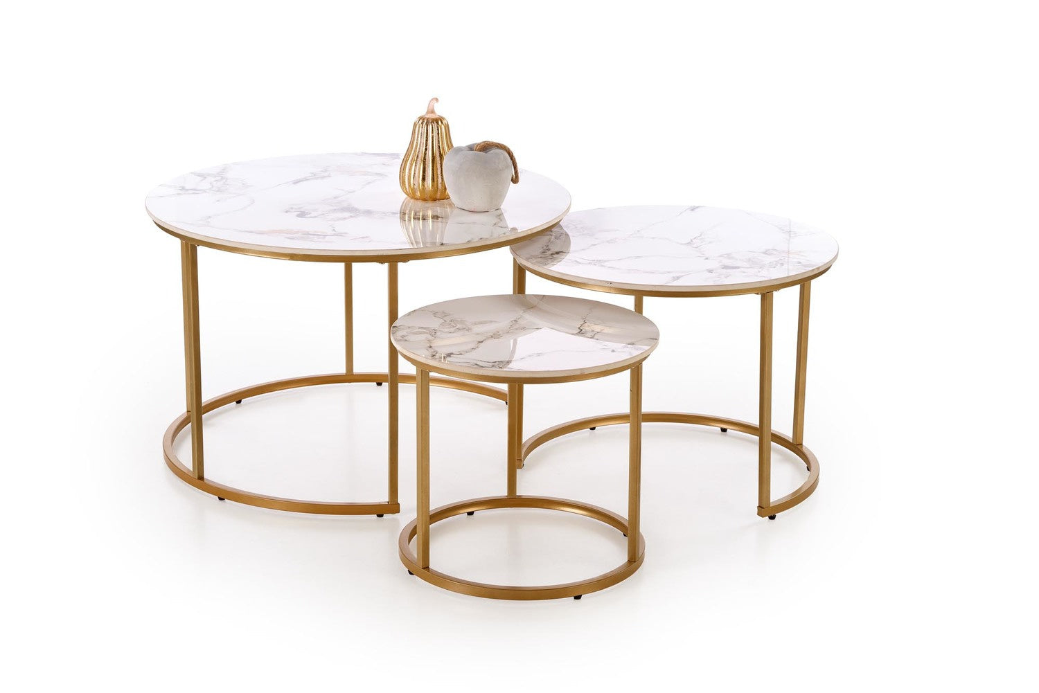 Masuta de cafea 3-in-1 alba Marble Paola