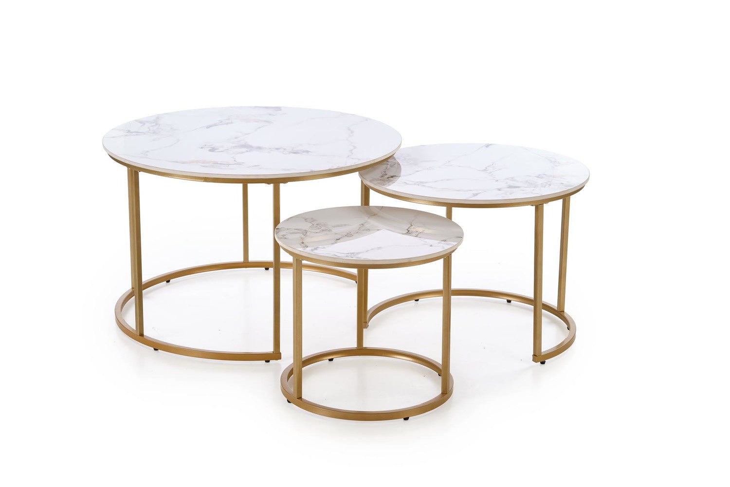 Masuta de cafea 3-in-1 alba Marble Paola
