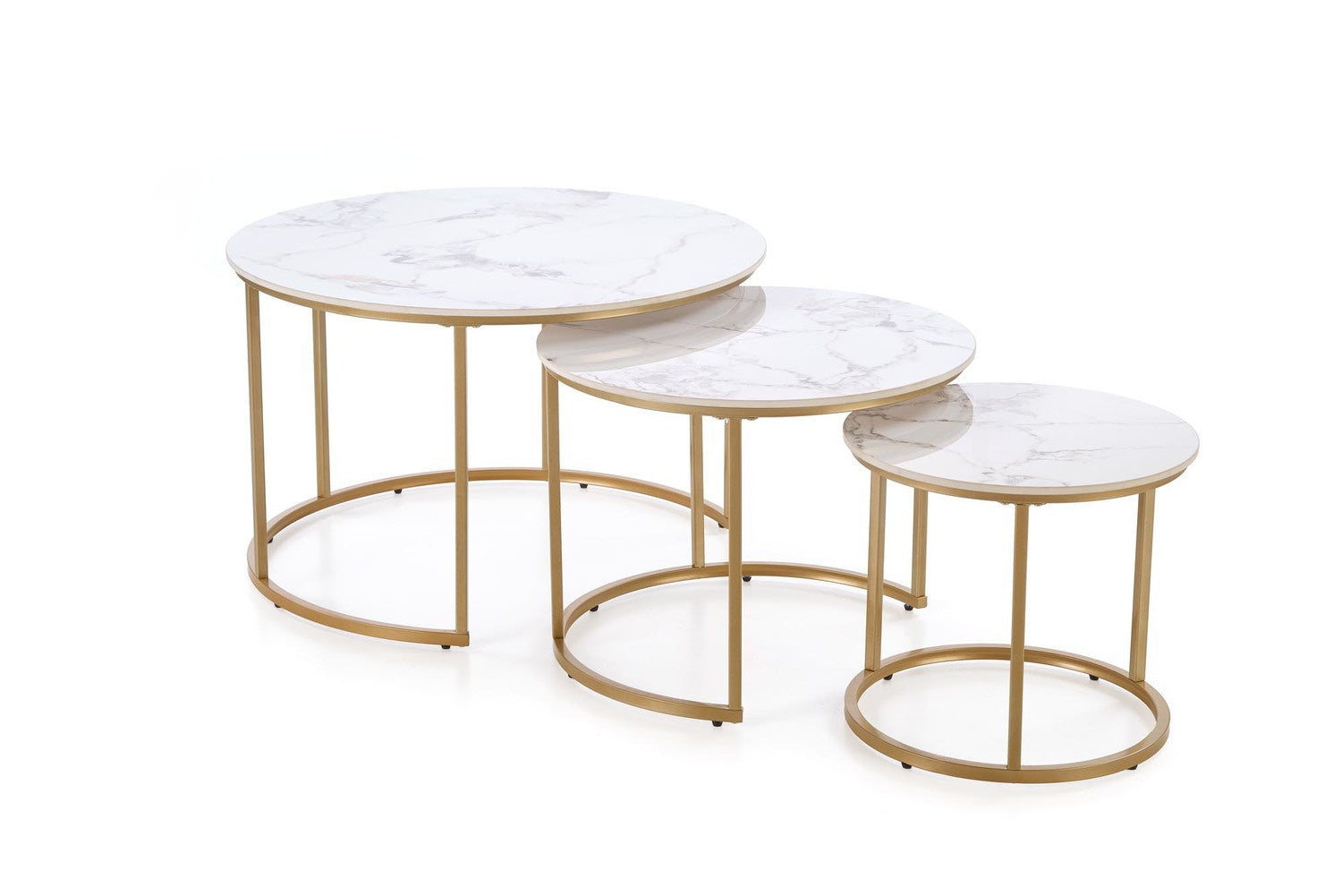 Masuta de cafea 3-in-1 alba Marble Paola