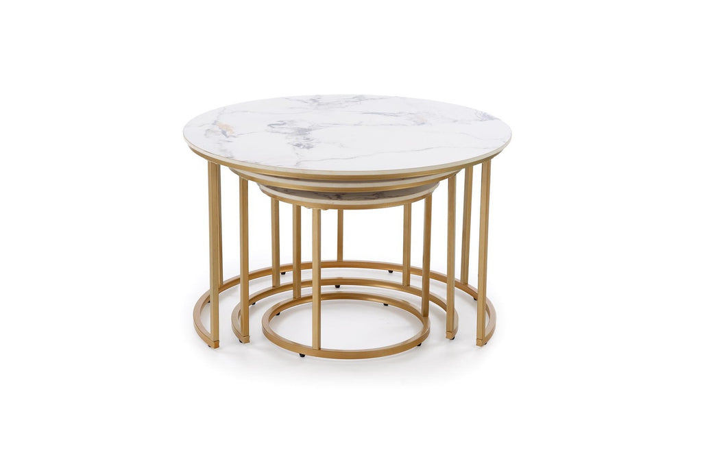 Masuta de cafea 3-in-1 alba Marble Paola
