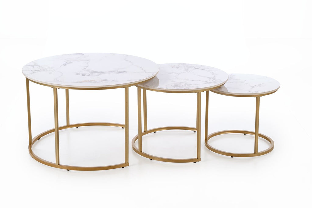 Masuta de cafea 3-in-1 alba Marble Paola