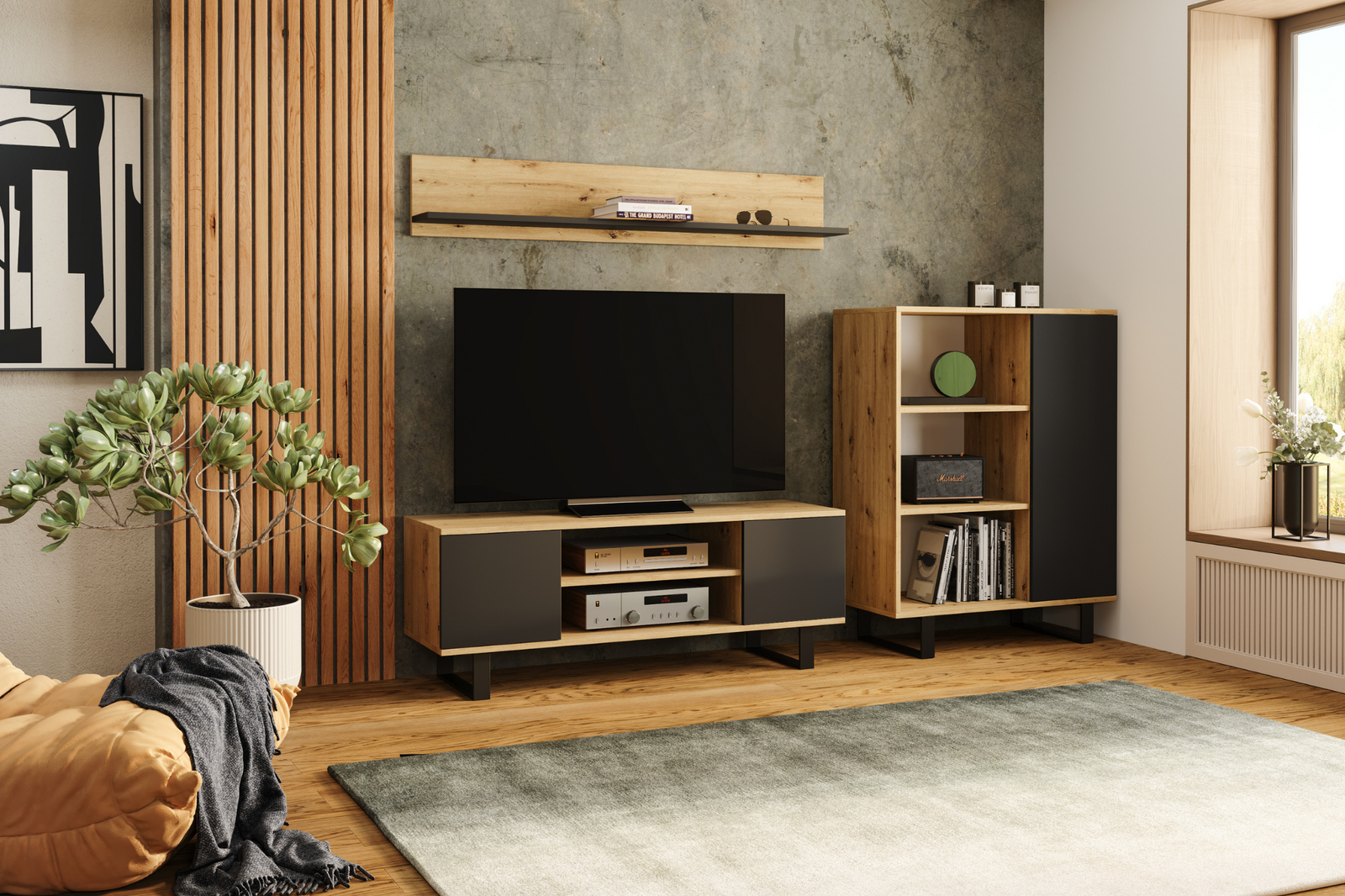 Comoda TV in stil loft Artisan Oak Focus