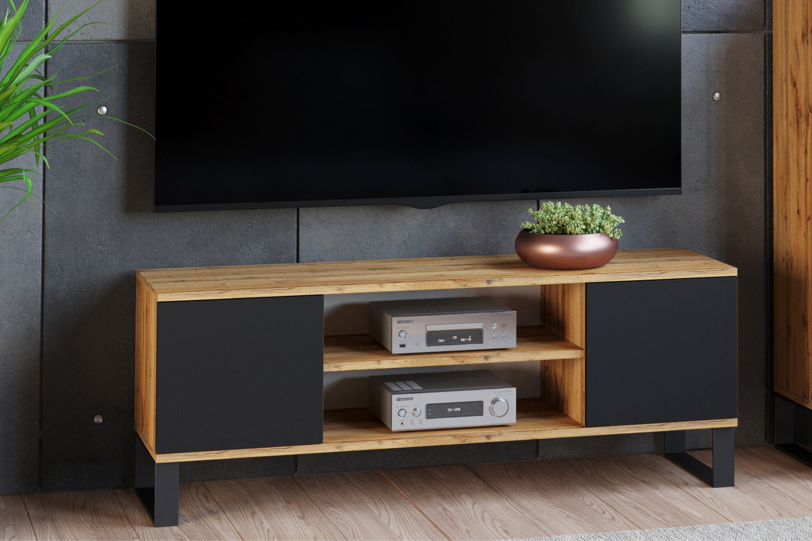 Comoda TV in stil loft Craft Oak Focus