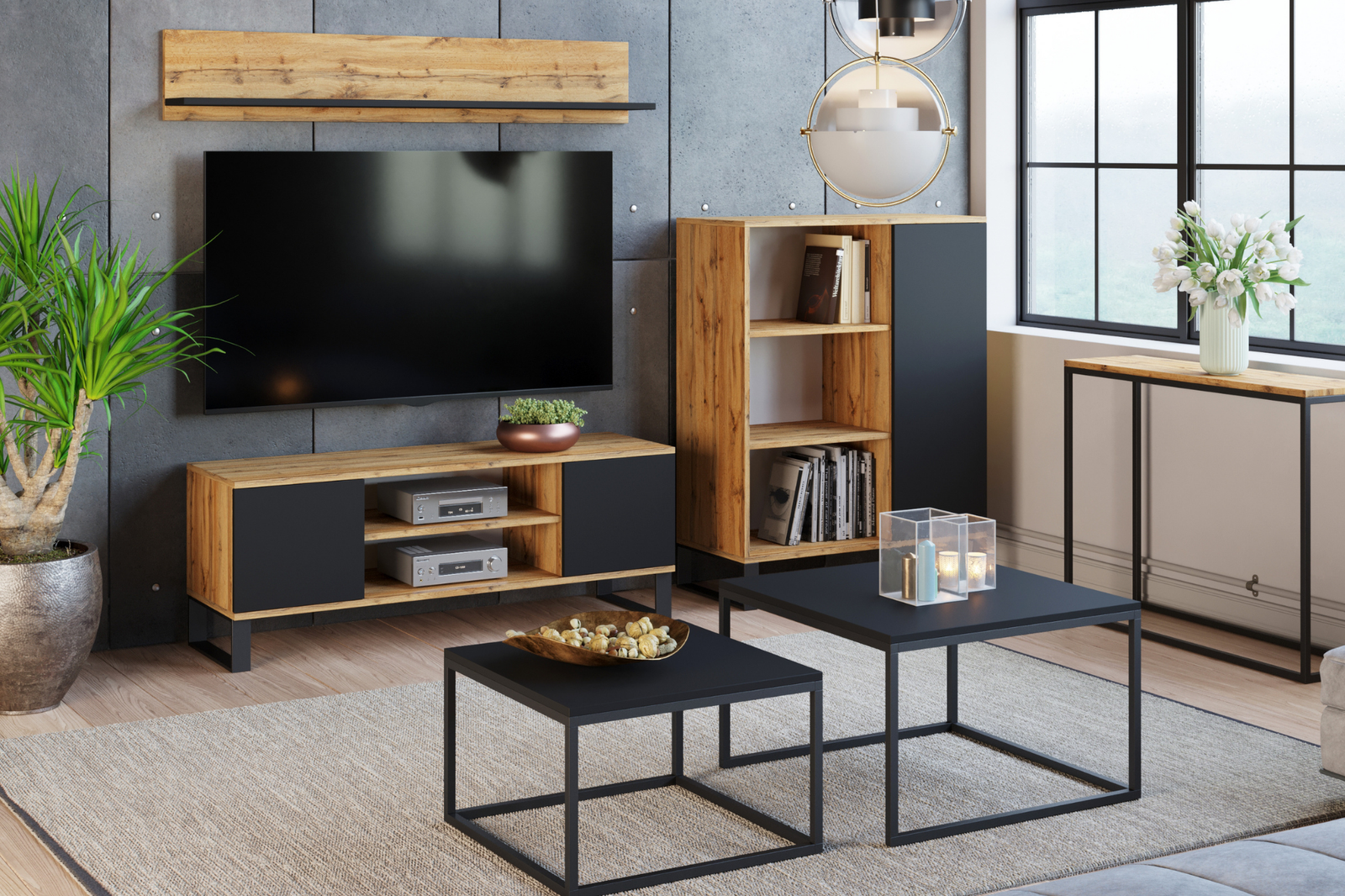 Comoda TV in stil loft Craft Oak Focus