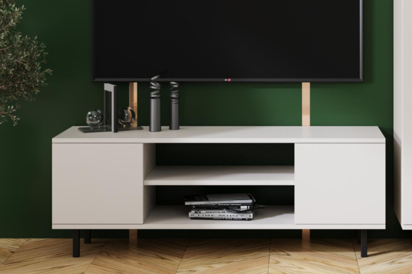 Comoda TV Casmir cu picioare metalice negre Focus