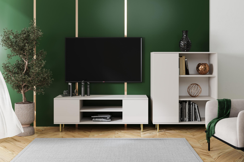 Comoda TV Casmir cu picioare metalice aurii Focus
