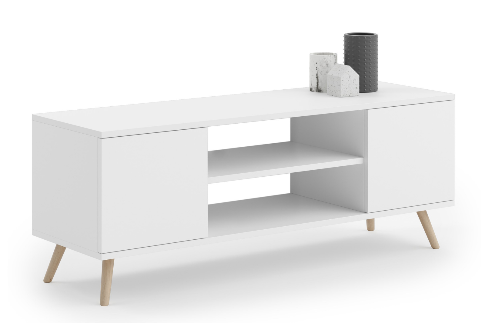 Comoda TV alba in stil scandinav Focus