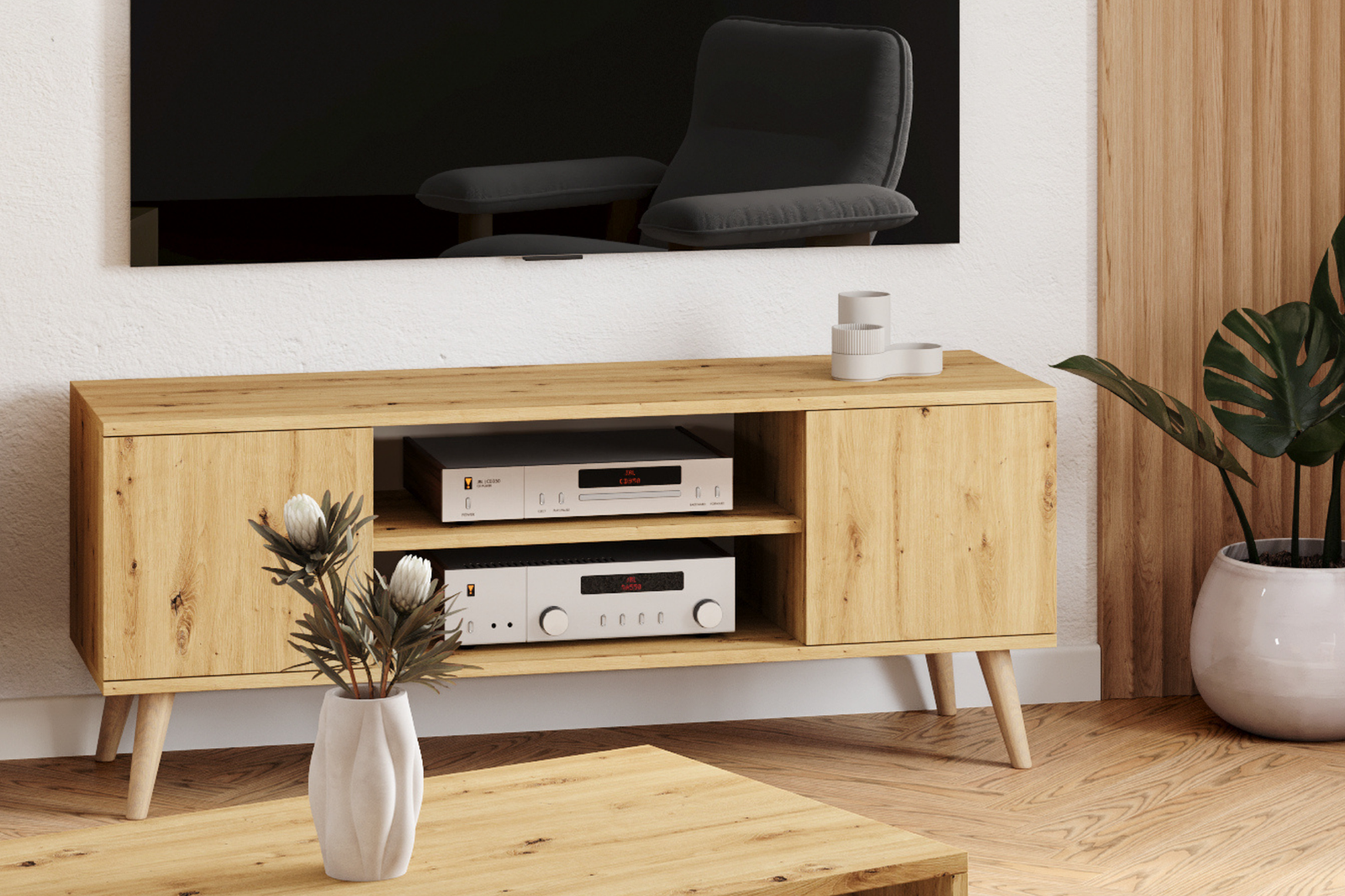 Comoda TV Artisan Oak in stil scandinav Focus