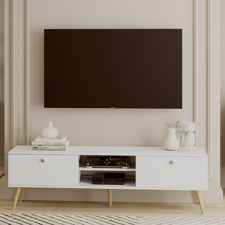 Comoda TV alba in stil scandinav Meli
