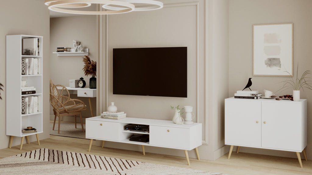 Comoda TV alba in stil scandinav Meli