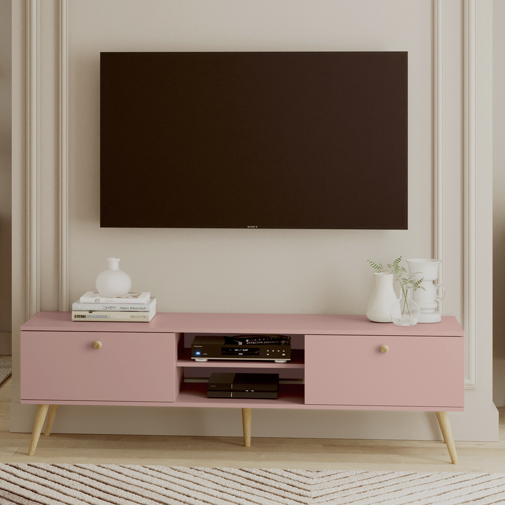 Comoda TV roz in stil scandinav Meli