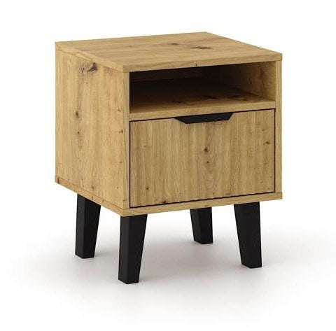 Noptiera Artisan Oak cu picioare negre Kandi