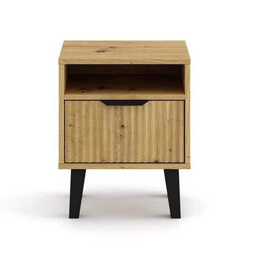 Noptiera Artisan Oak cu picioare negre Kandi