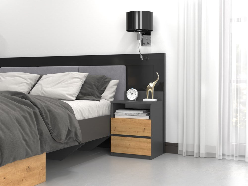 Noptiera gri antracit cu front Artisan Oak Malmo