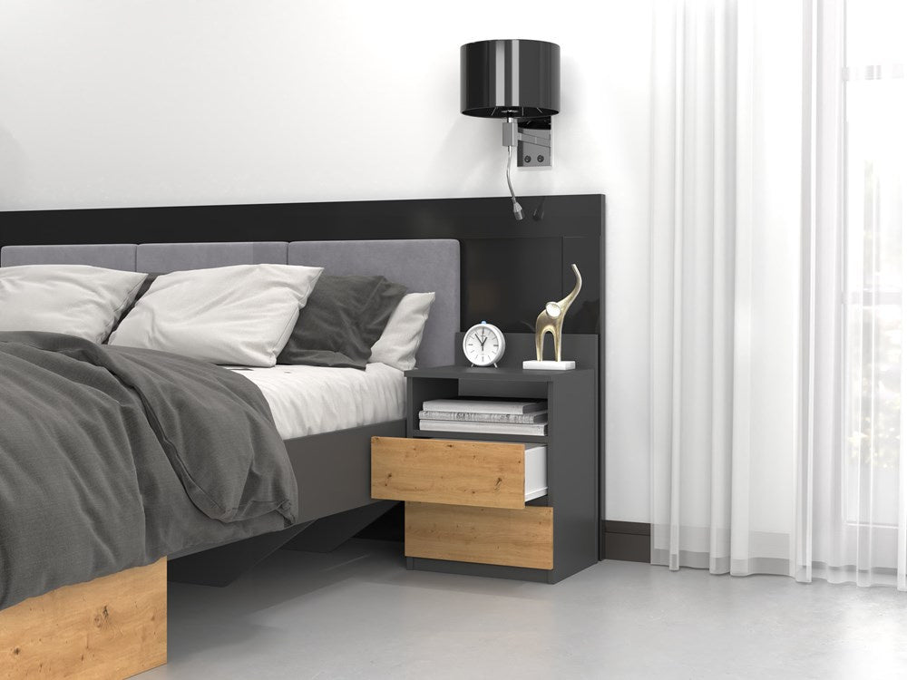 Noptiera gri antracit cu front Artisan Oak Malmo
