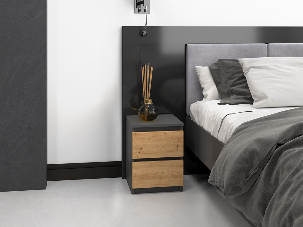 Noptiera gri antracit cu front Artisan Oak Malmo II