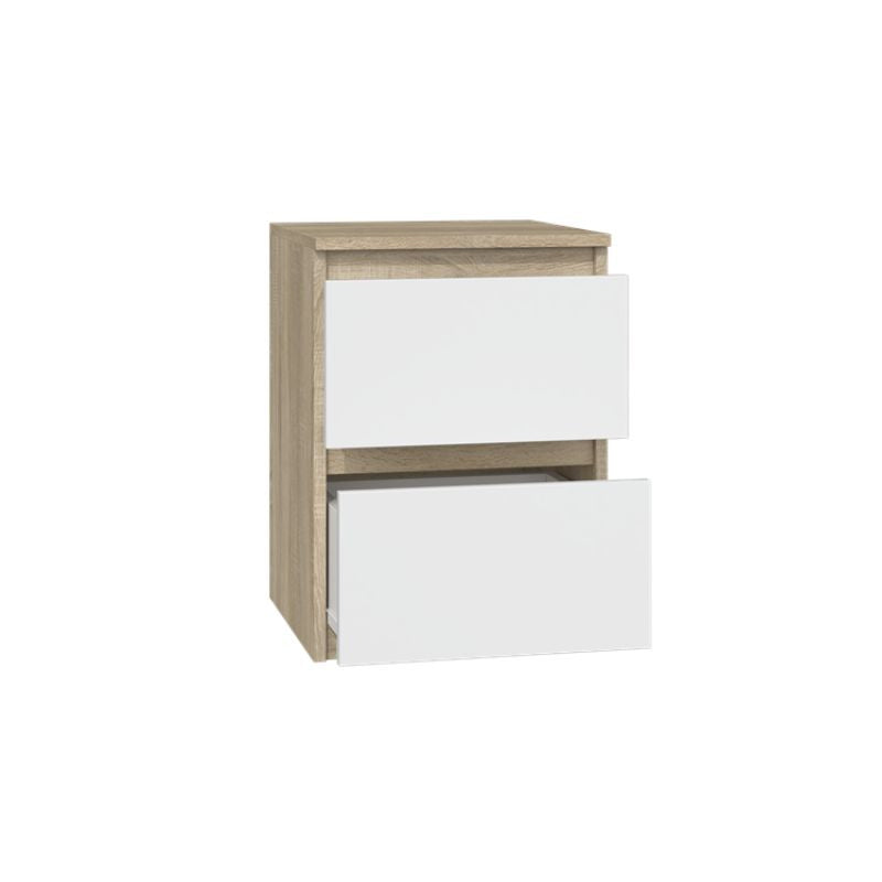 Noptiera Sonoma Oak cu front alb Malmo II
