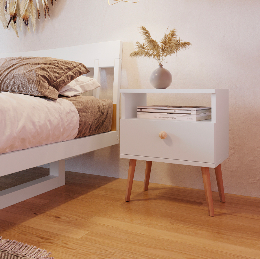 Noptiera alba in stil scandinav Meli