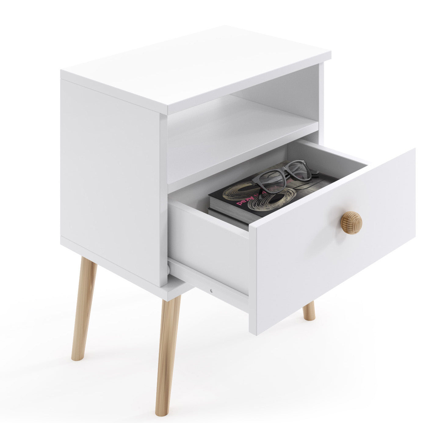 Noptiera alba in stil scandinav Meli