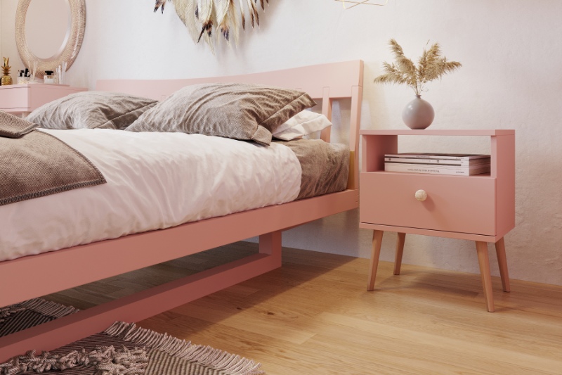 Noptiera roz in stil scandinav Meli