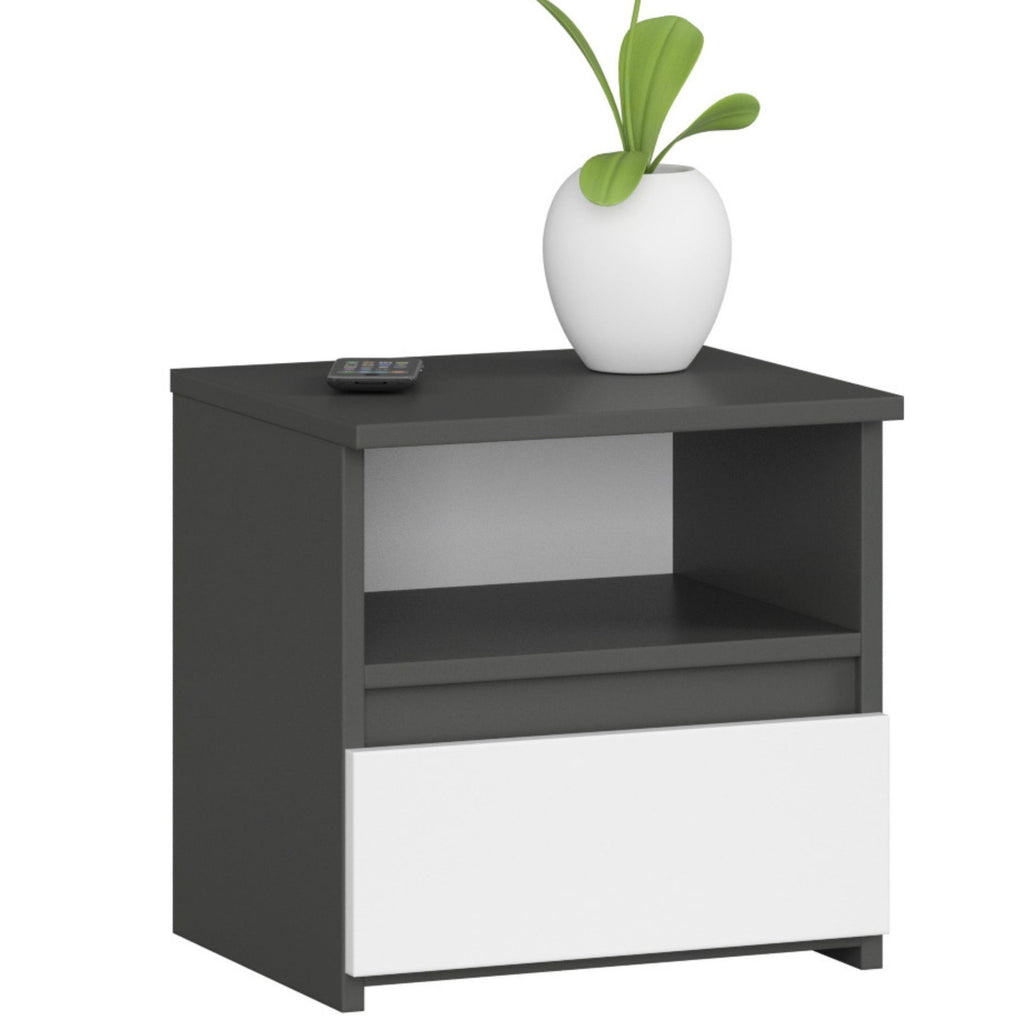 Noptiera gri grafit cu front alb Cl1