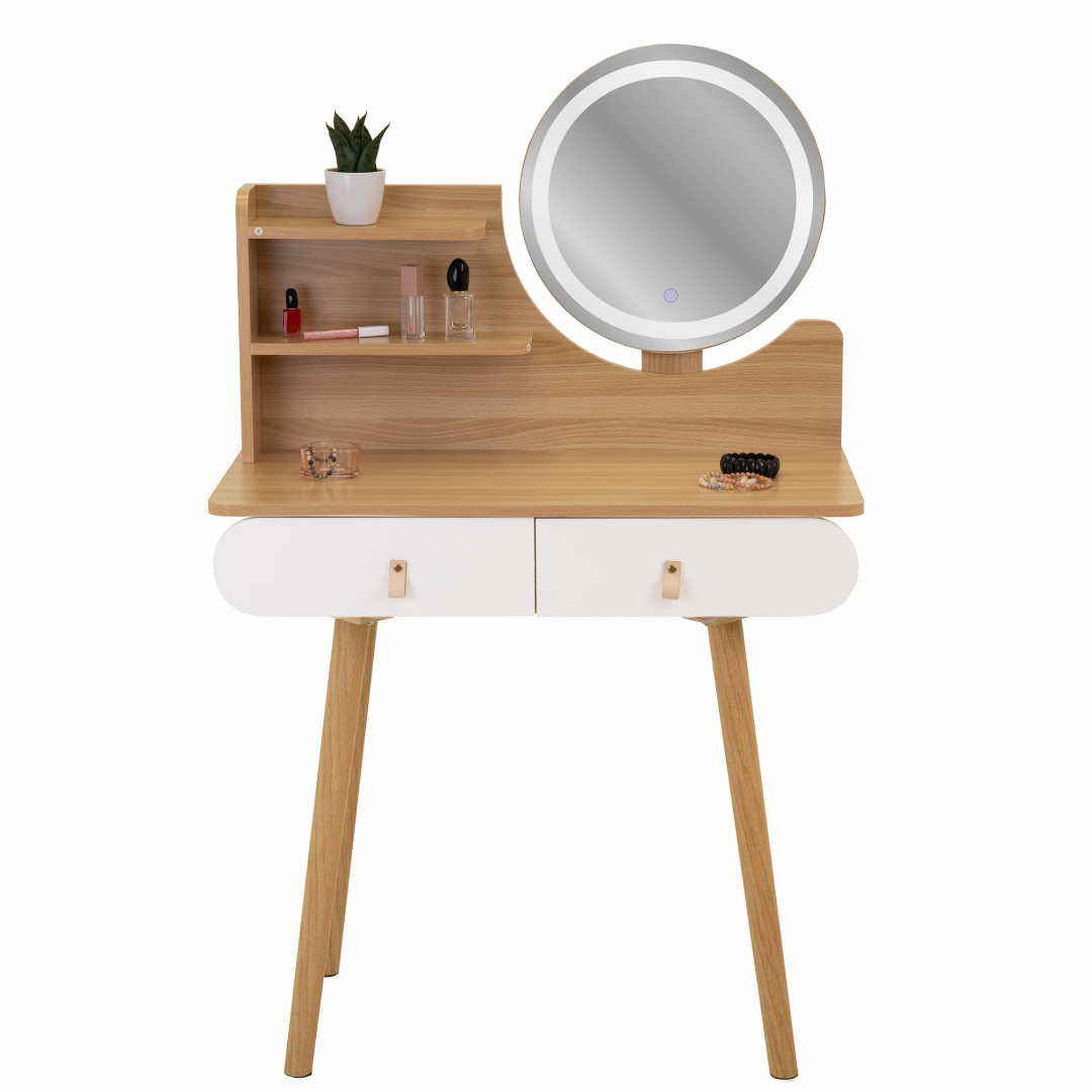 Masuta de make-up alba cu oglinda LED Navia
