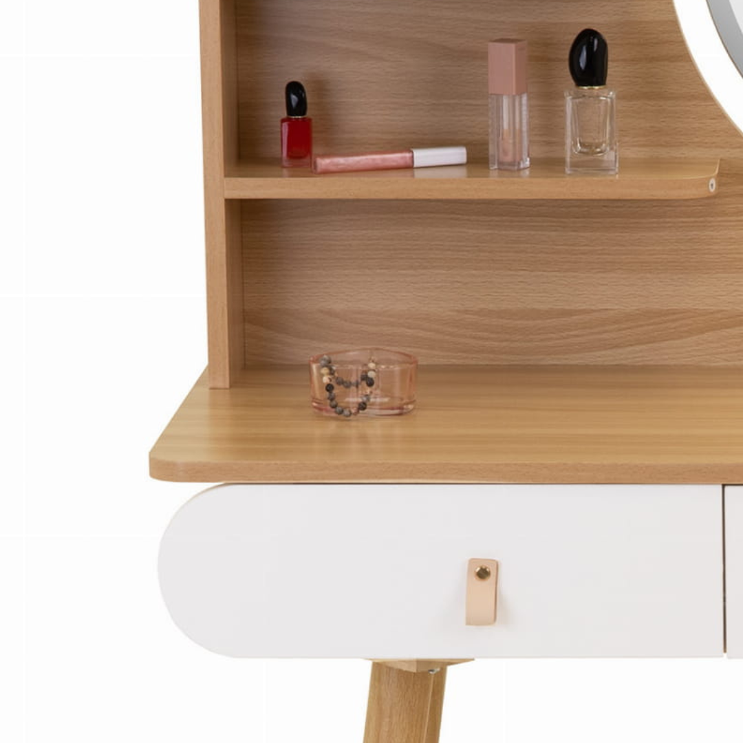 Masuta de make-up alba cu oglinda LED Navia