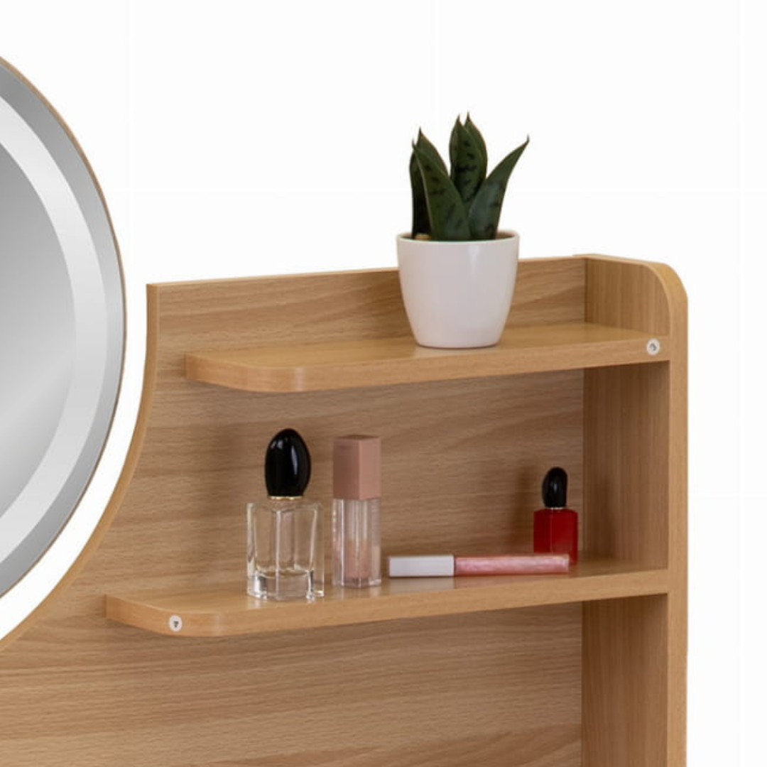 Masuta de make-up alba cu oglinda LED Navia