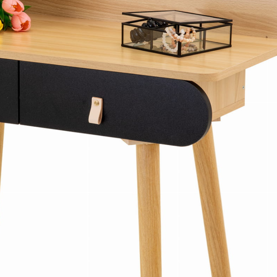 Masuta de make-up cu fronturi negre si oglinda LED Navia