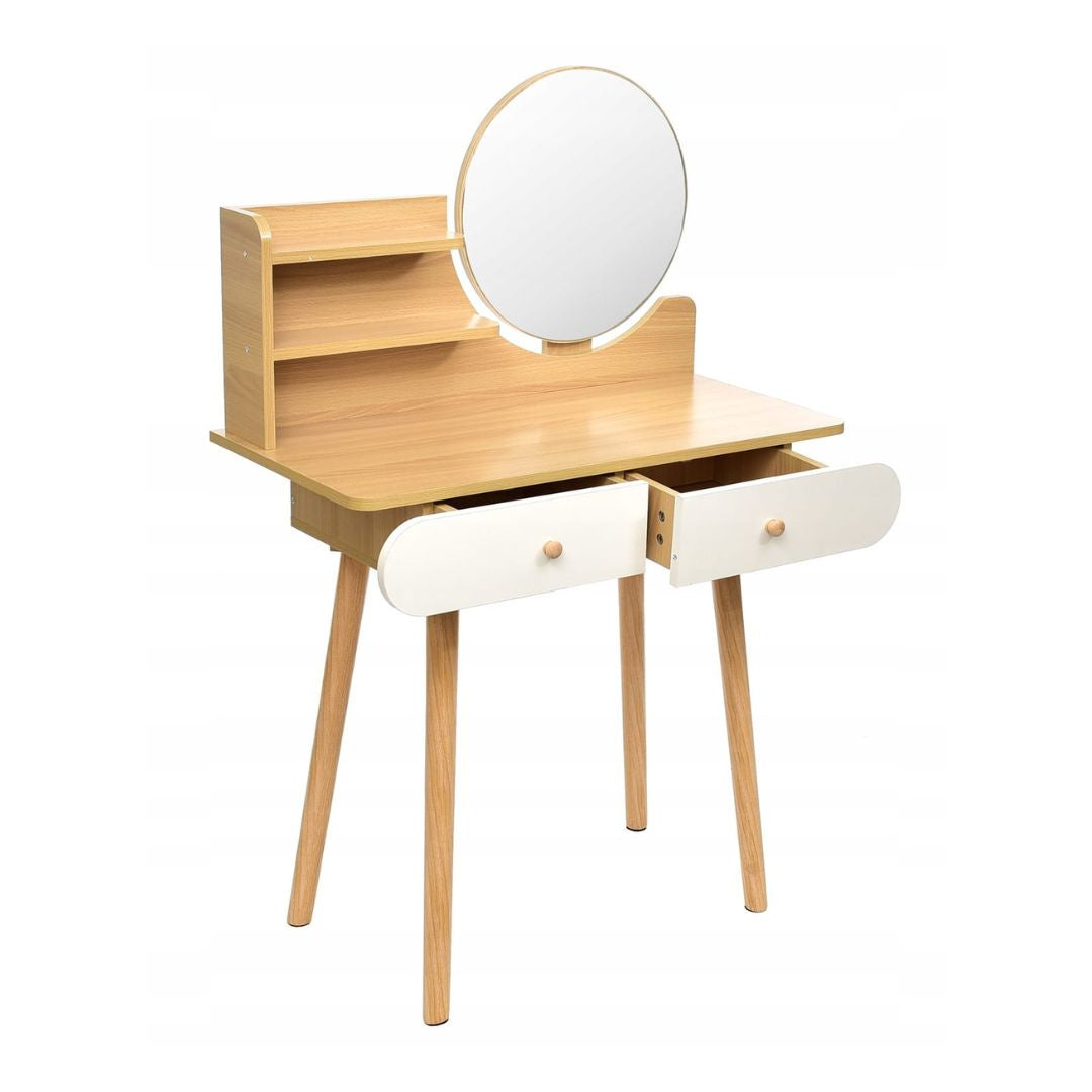 Masuta de make-up alba beech cu oglinda Navia
