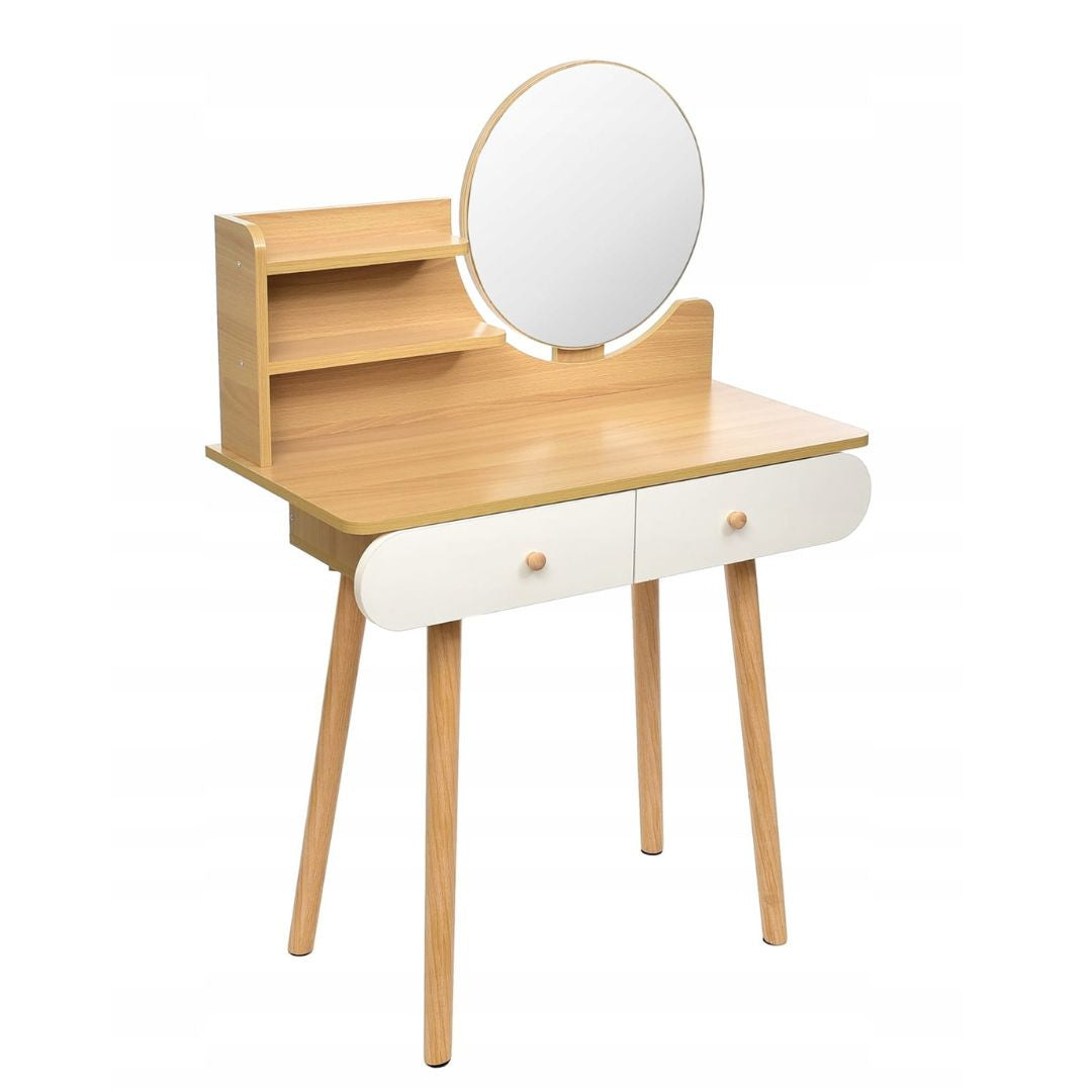 Masuta de make-up alba beech cu oglinda Navia