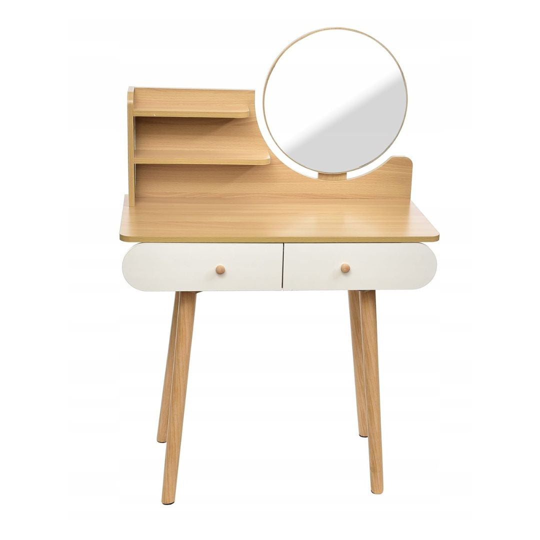 Masuta de make-up alba beech cu oglinda Navia