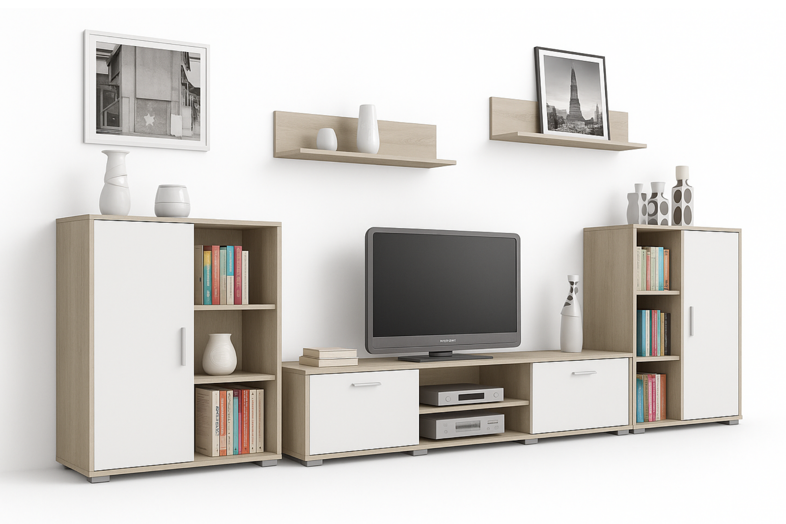 Set mobila de living Sonoma Oak cu fronturi albe Ercol