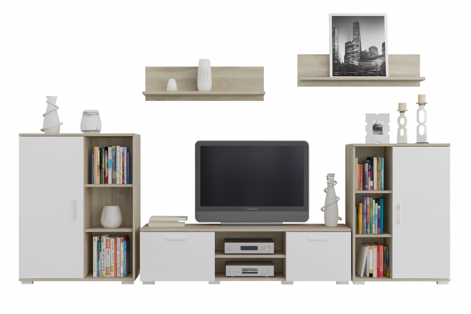 Set mobila de living Sonoma Oak cu fronturi albe Ercol