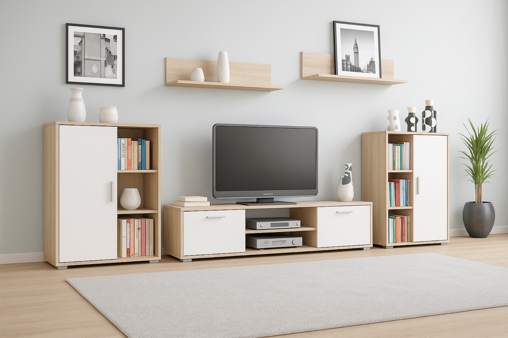 Set mobila de living Sonoma Oak cu fronturi albe Ercol