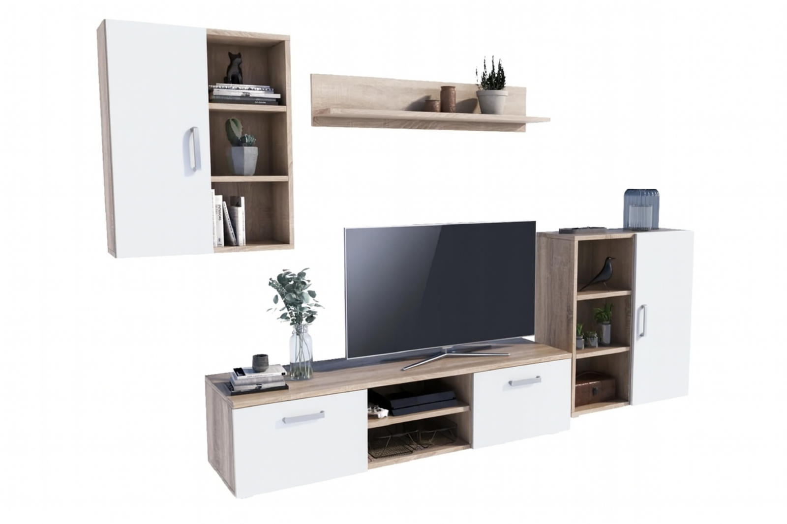 Set mobila de living Sonoma Oak cu fronturi albe Icaro