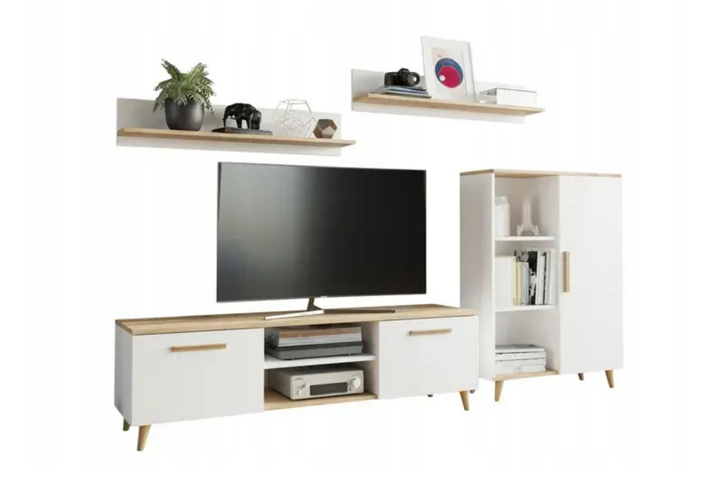 Set mobila de living Artisan Oak cu fronturi albe Oskar