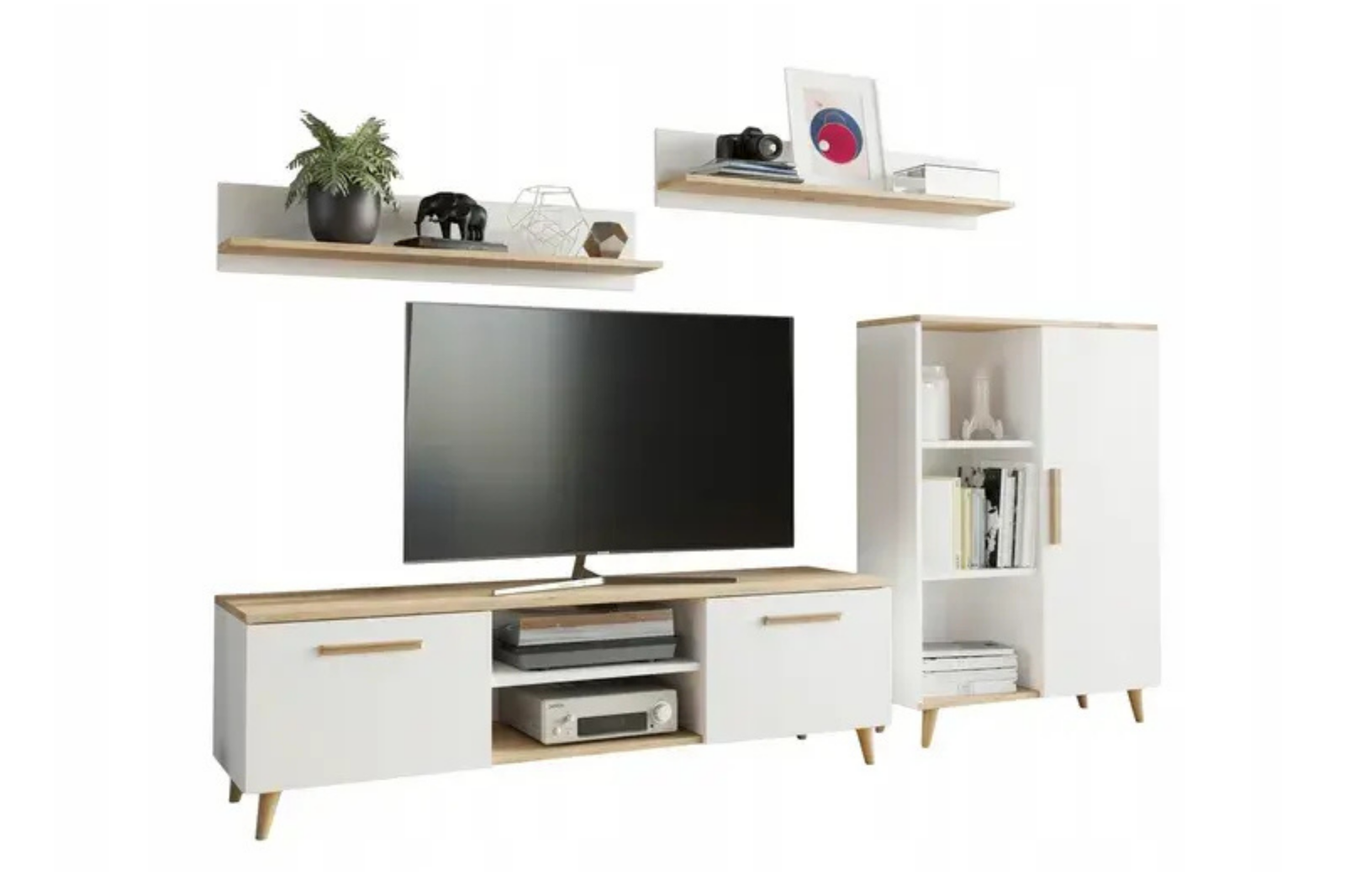 Set mobila de living Artisan Oak cu fronturi albe Oskar