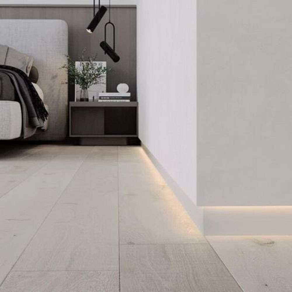 Plintă ascunsă neagra din aluminiu cu iluminare LED 60 mm Shadow Gap